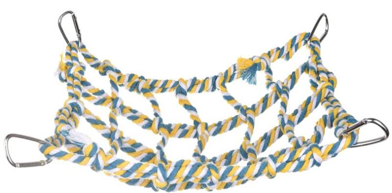Product Introduction of New Creative Pet Hamster Squirrel Parrot Colorful Hand Woven Hook Climbing Net Home Parrot Toy Hammock Net Small Pet Supplies 8