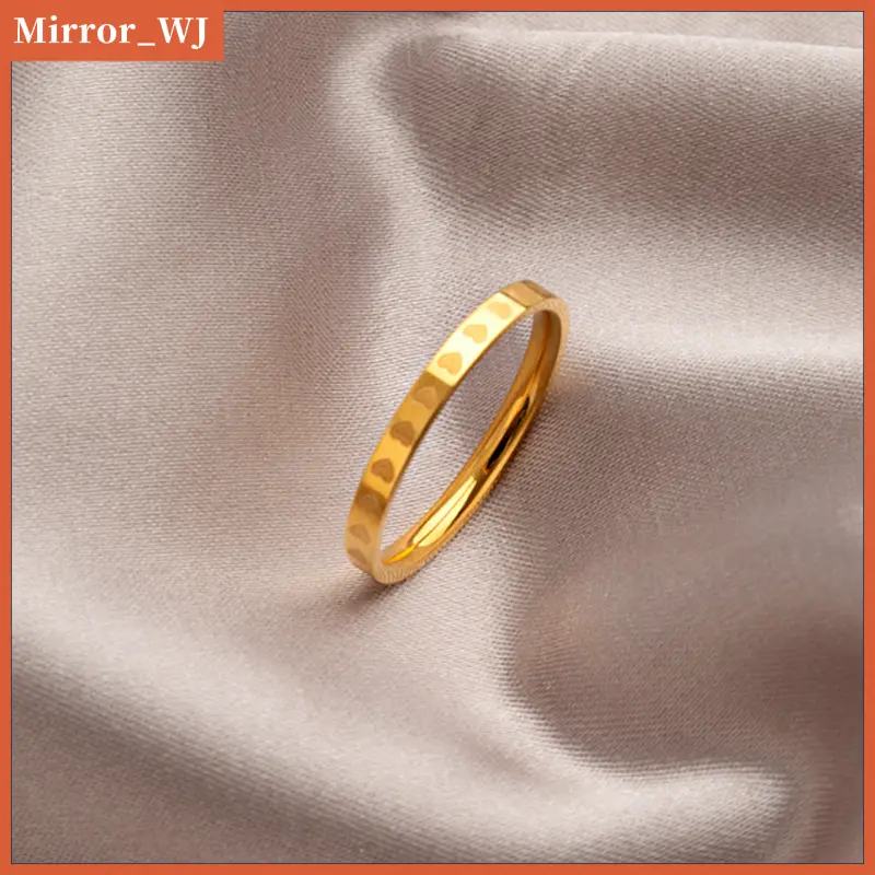 Titanium Steel Heart Full Circle Ring for Women, Ins Niche Design, Internet Celebrity Simple Versatile Plain Band, Index Finger Ring, Non-Fading