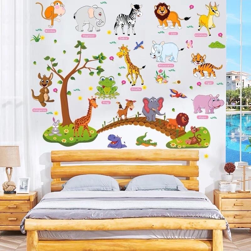 Decal dán tường hình con vật cho bé