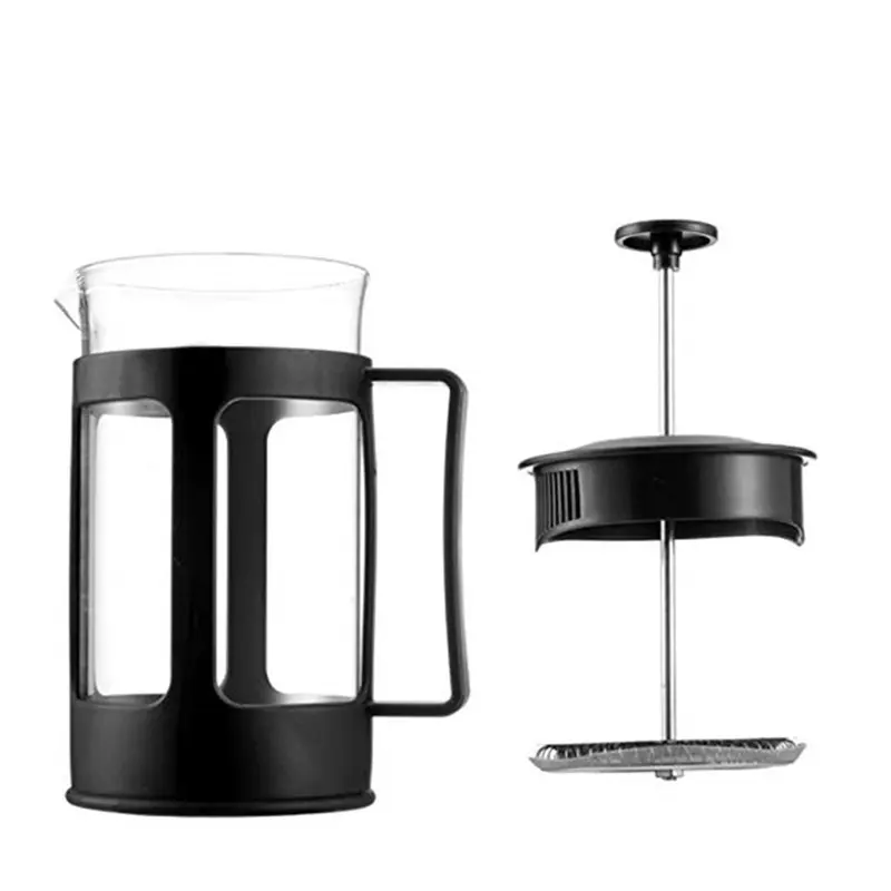Máy pha cà phê và trà, Máy pha cà phê và trà kiểu Pháp, Tay cầm PC Trơn thời trang, Thân thủy tinh 600ml và 300ml, Bộ lọc bằng thép không gỉ 3