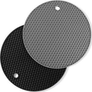 Silicone Microwave Mat, 2 Counts Non-slip Silicone Trivet Mat, Heat Resistant Placemat, Dish Drying Mat, Kitchen Accessories