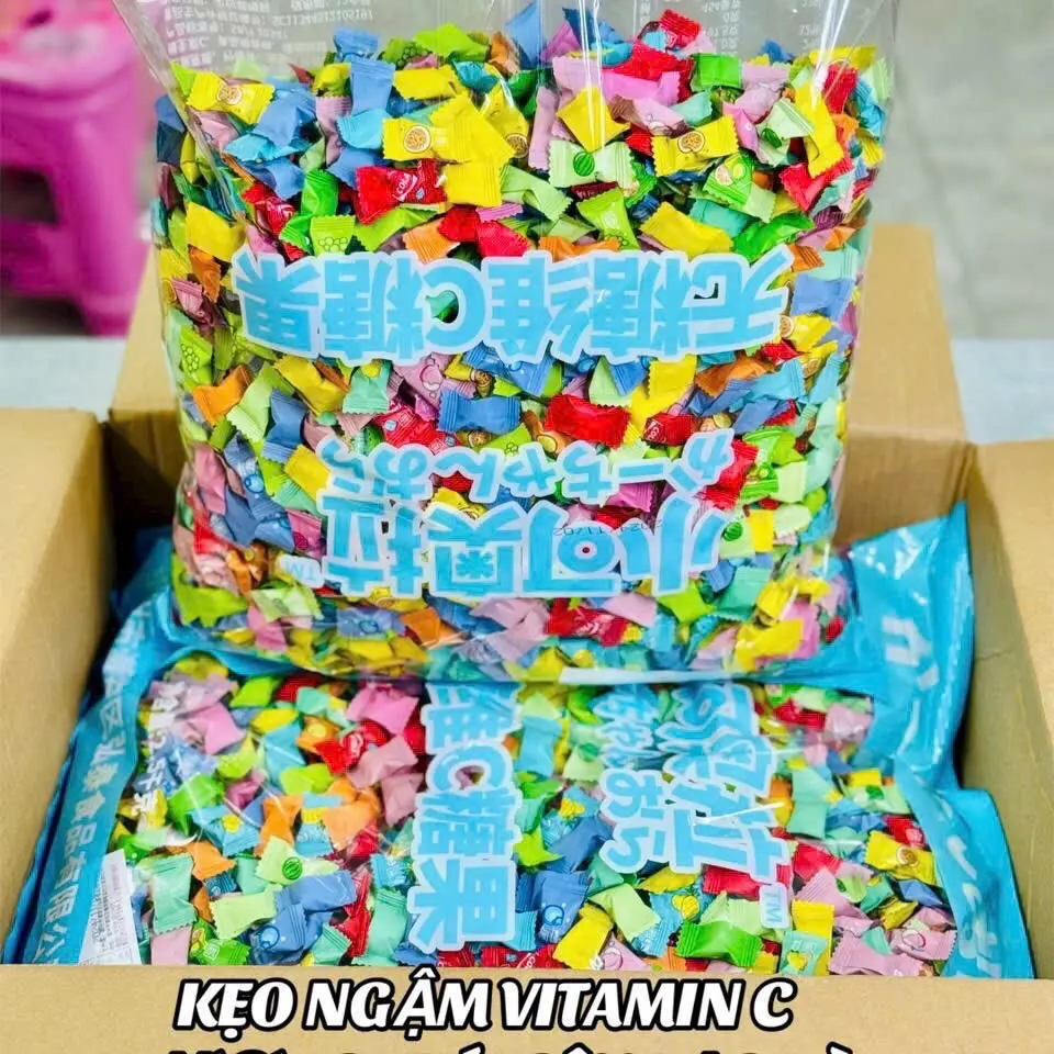 Kẹo C Hàng Chuẩn 12 Vị 500GR -  Viên Kẹo Thức Ăn Chua Candy Food Ăn Vặt kẹo ngậm  trái cây banh  keo