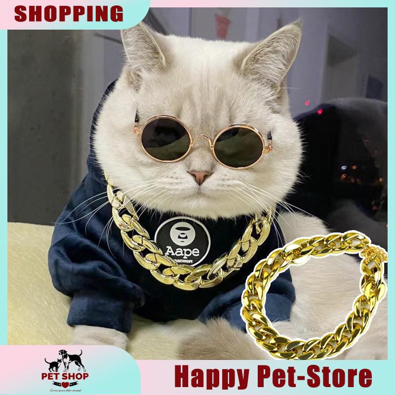  Dây chuyền vàng vòng cổ dây chuyền mạ vàng cho thú cưng -  phụ kiện thú cưng-Kính cho chó mèo 