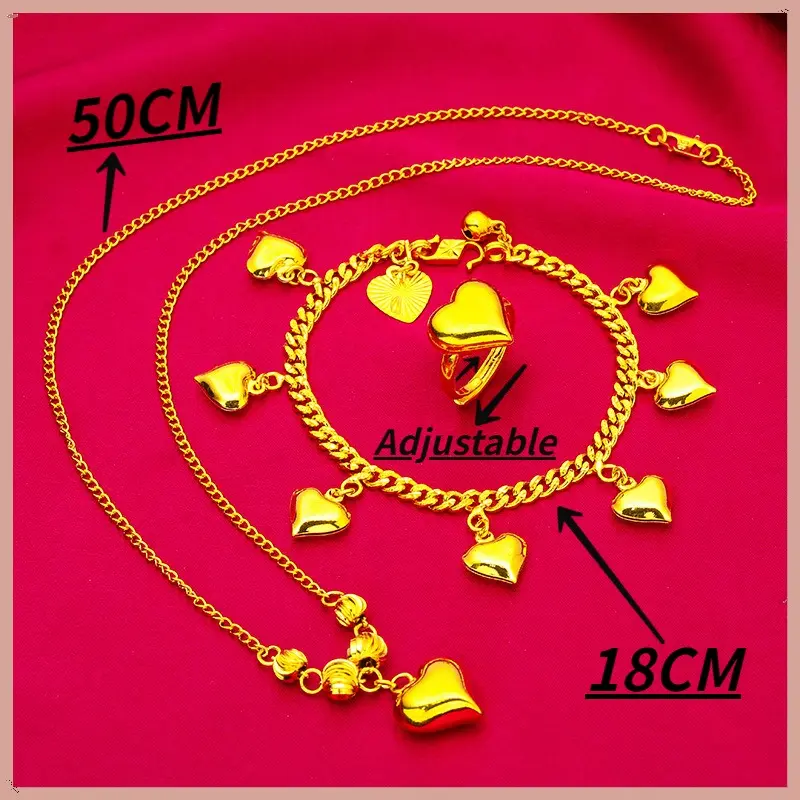 Women's Love Ring Bracelet Necklace Popular Set
