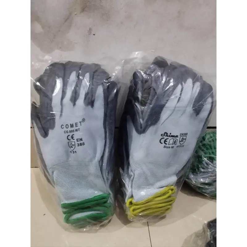 COD SARUNG TANGAN SAFETY LAPIS KARET ABU-ABU LUSINAN Sarung Tangan 4