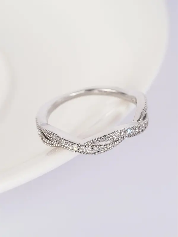 S925 Sterling Silver Fashion Simple Zircon Decorated Ring, Fashion Jewelry for Party, Daily Clothing Decor, Trendy All-match & Exquisite Jewelry for Birthday Gift 4