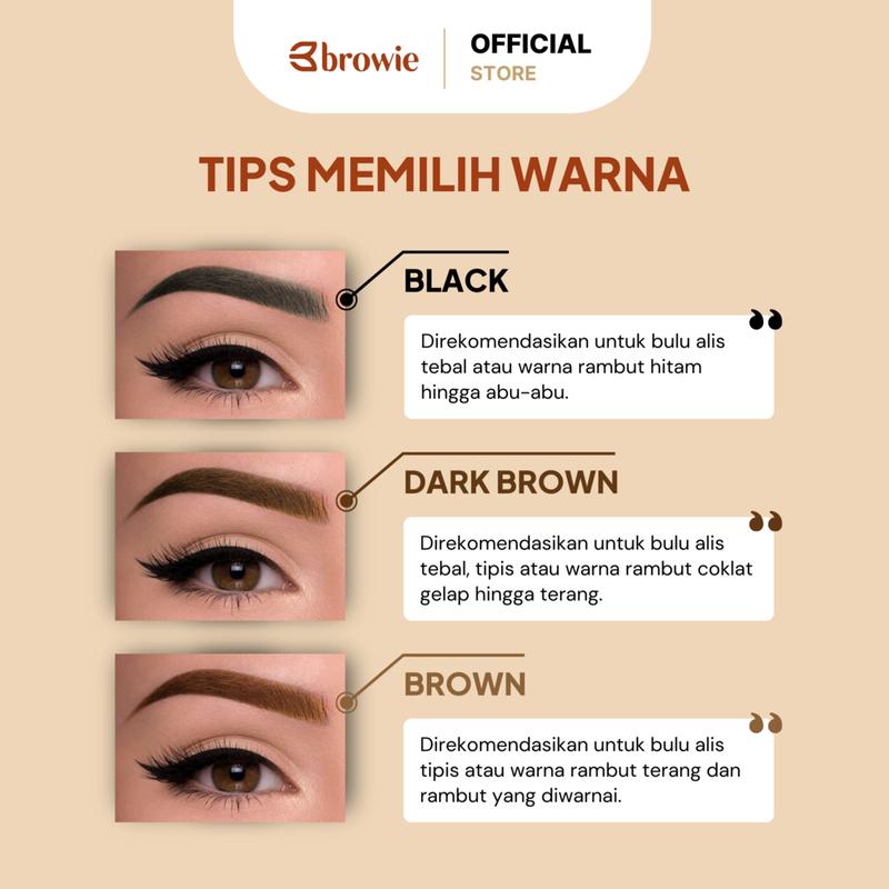 Dark Brown - 10GR - [BPOM & Halal] browie Brow Tint Henna Alis + Pensil Alis + Cetakan Alis Tali | Eyebrow Gel Waterproof & Longlasting Coklat (Ini henna alis bukan Powder alis) 5