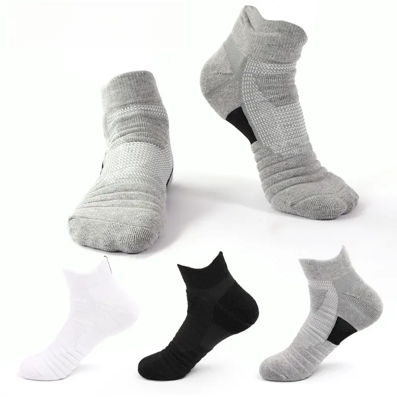 Men's Sports Socks Sweat-Absorbent Non-Slip Running Socks Outdoor Socks Towel Bottom Ankle Socks Short Tube Elite Basketball Socks Men