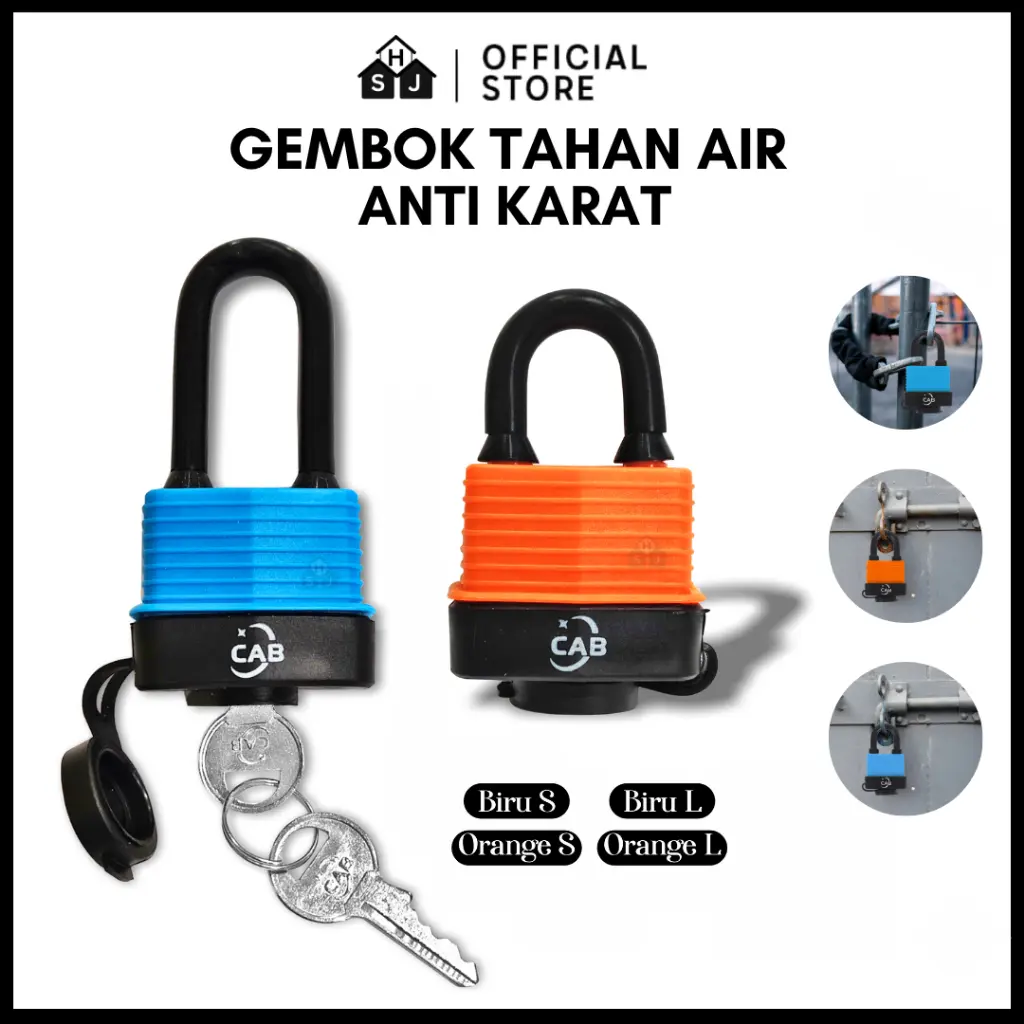 Gembok Tahan Air Anti Karat Waterproof 40mm Premium CAB Gembok Leher Panjang Leher Pendek Kokoh