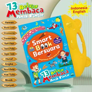 Smart Book Bersuara Indonesia English / Lengkap dengan 13 Materi Belajar + 20 Lagu Anak / mainan buku edukasi pengenalan kosa kata Bahasa / Bisa menggambar di papan tulis mini yang di belakang buku + Free Spidol buku  ajaib