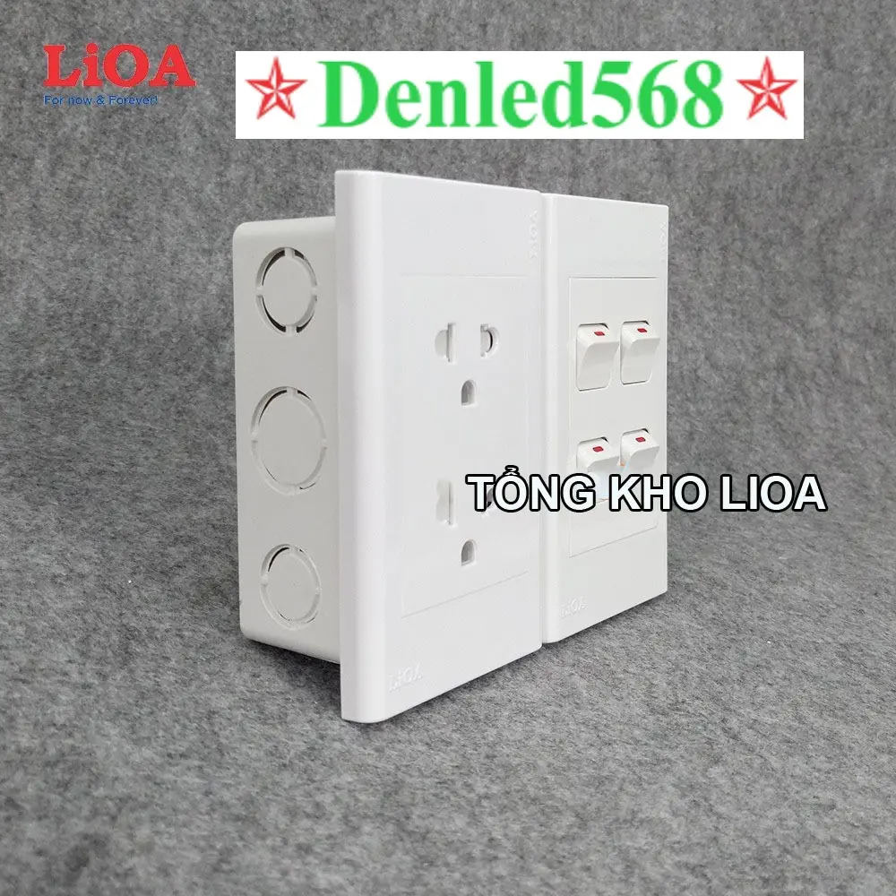 Combo ổ cắm điện LiOA có công tắc đèn và cầu dao chống quá tải LẮP ÂM TƯỜNG [đã bao gồm đế]