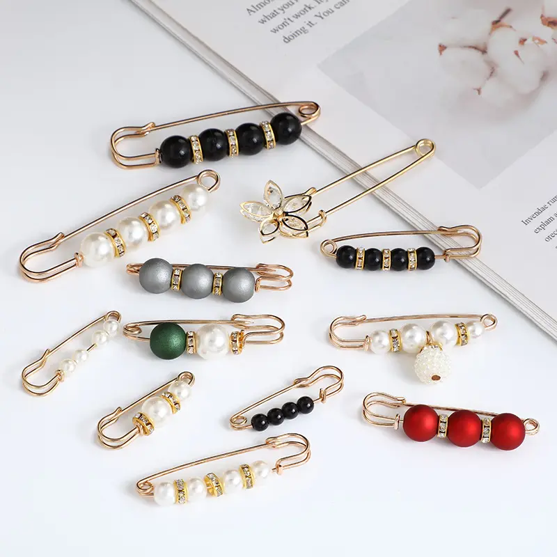 Pants Waist-Tight Artifact Waist-Tight Pin Accessories Suit Safety Pin Fixed Clothes Pearl Anti-Exposure Brooch Women's Clothing