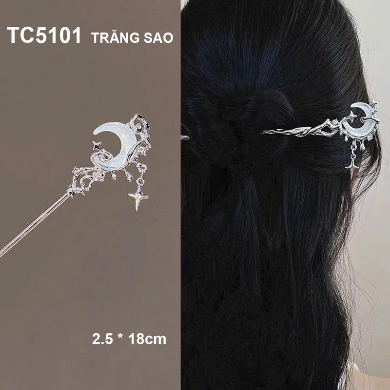 GOTI - Phụ Kiện Tóc Nữ - Trâm Cài Tóc Phong Cách Hán Phục Cổ Trang Kiểu Trâm Hình Quạt Hoa Đính Hạt TC5104