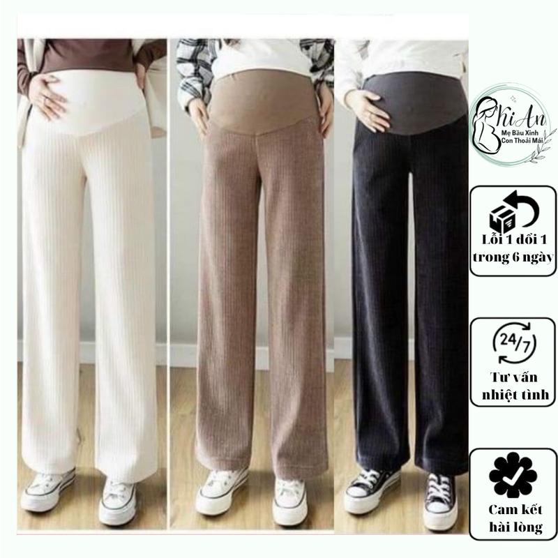 Quần bầu NHUNG TĂM KIAN dáng xuông QB119 dày dặn ấm áp quần bầu mùa đông tăm nhung dáng ống rộng bầu mặc thỏa mái, che mọi khuyết điểm chân to chân nhỏ Váy Bầu Đầm Bầu