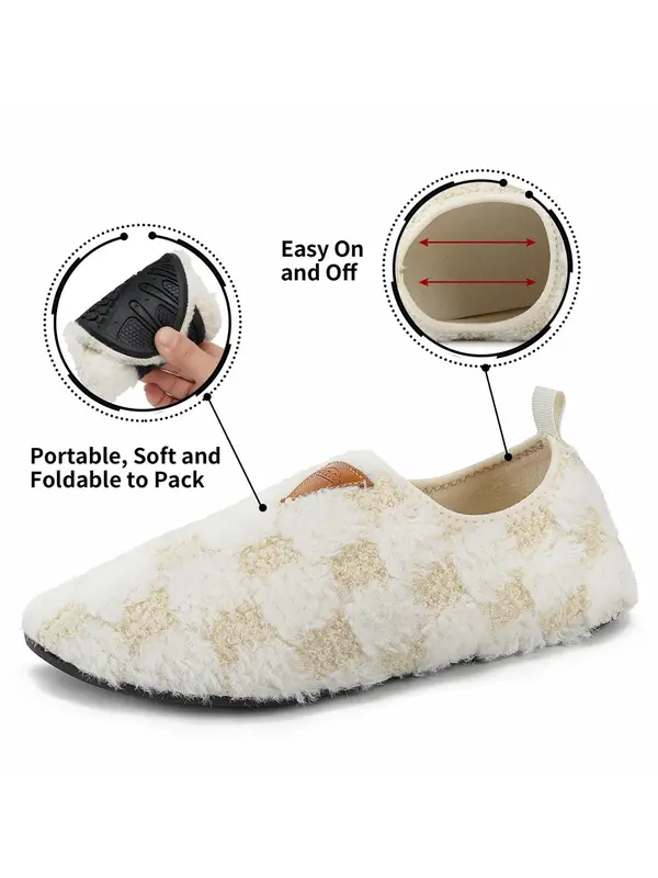 Women's Plaid Pattern Plush Slippers, Casual Soft Comfortable Home Slippers, Warm Slippers for Indoor & Outdoor Use for Women & Girls 5