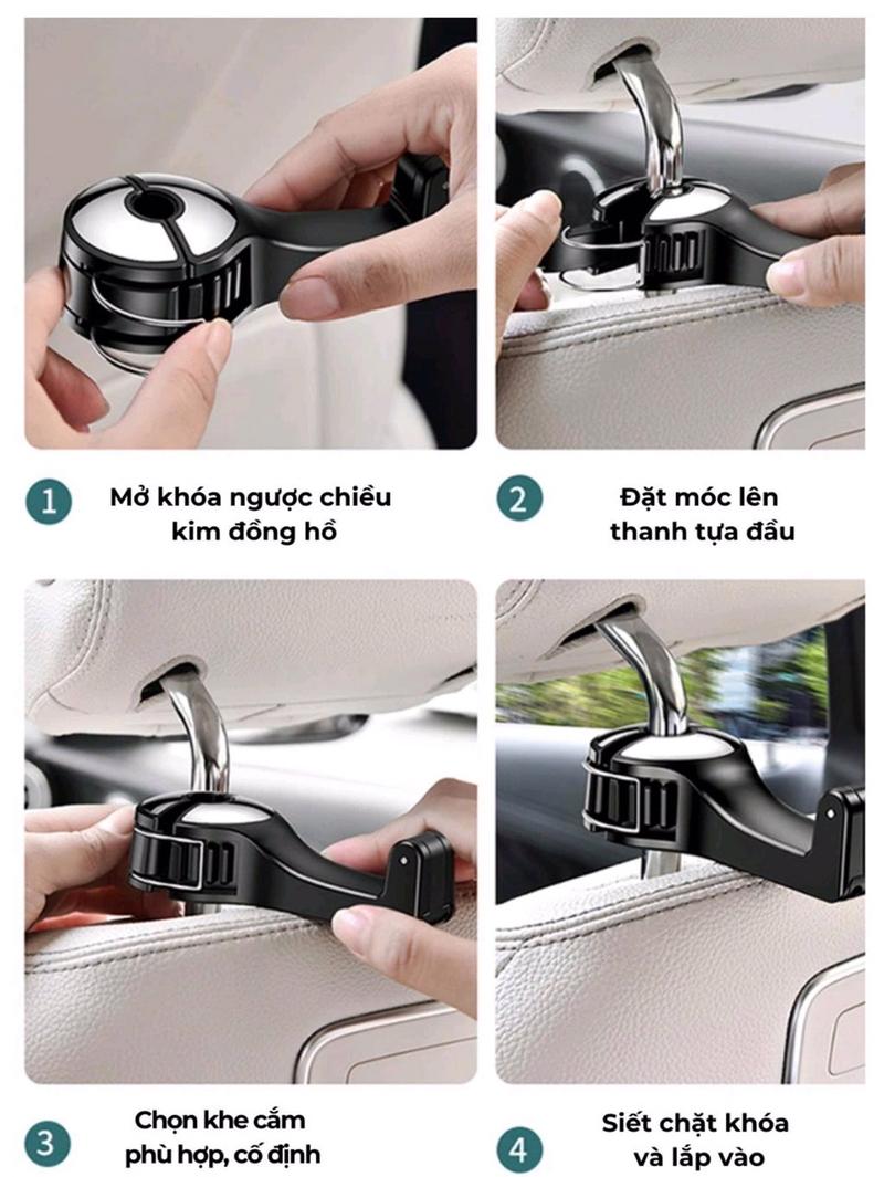 Product Introduction of Compo 2 móc treo đồ kiêm kẹp điện thoại cho ô tô, móc treo đồ sau tựa lưng ô tô, kẹp điện thoại 2 trong 1,nội thất Kem Giá Đỡ Điện Thoại Phụ Kiện kepdienthoai  oto 2