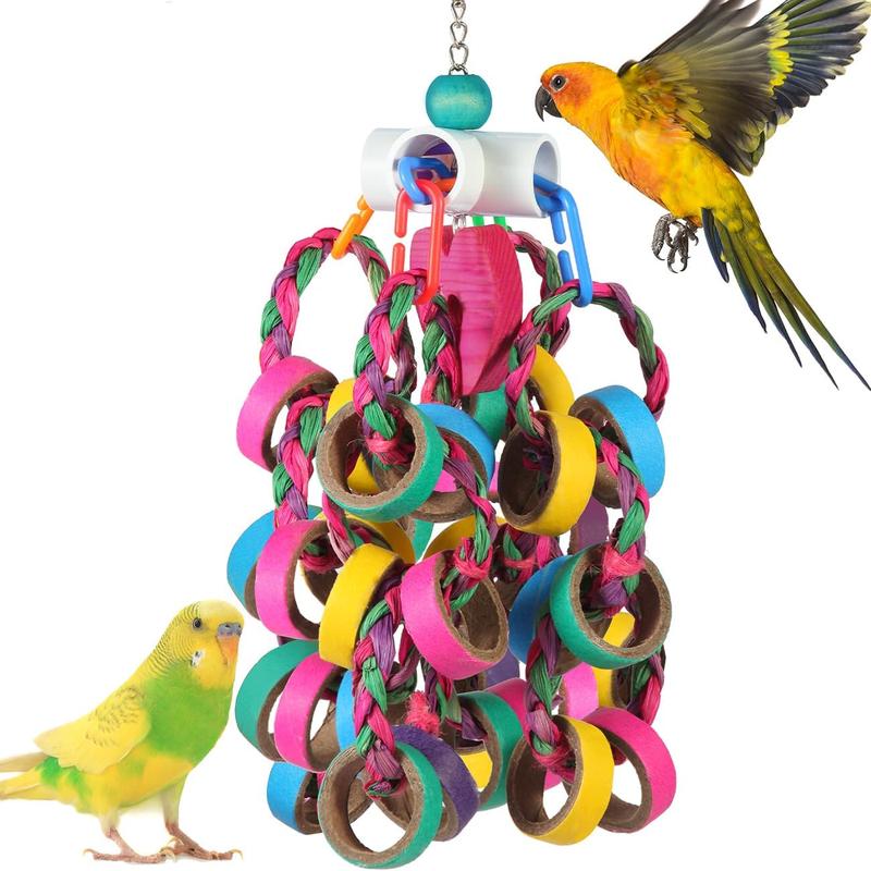 TikTok Shop Bird Toys Conure Toys Bird Parrot Shredder 24 Colorful Bagel Chewy Rings for Small Parrots Parakeets Conures Cockatiels Love Bird Cage Accessies White