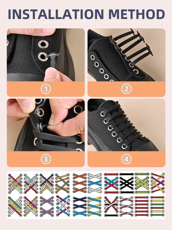 2024 Simple Silicone No Tie Shoe Laces, Casual Matching Minimalist Shoes Shoelaces, Stretch Shoelaces for Trainers, Sneakers, Sports Shoes, Combat Boots 6