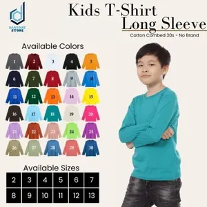 Kaos Polos Anak Laki-Laki Lengan Panjang Cotton Combed Umur 2-13 Tahun Unisex Katun