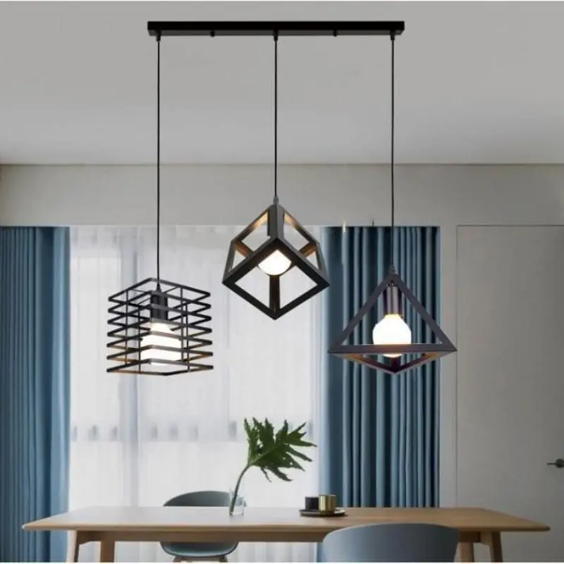 Lampu Gantung Minimalis Hias Plafon Ruang Tamu Dekorasi Rumah Vintage Modern Besi 5