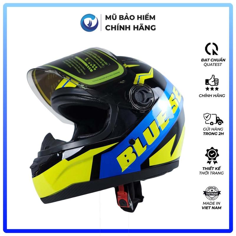 Mũ Bảo Hiểm Full Face BLUE SEA - A105 - Thời trang cá tính - Có Kính Mẫu mới 2023- Hàng Chính Hãng