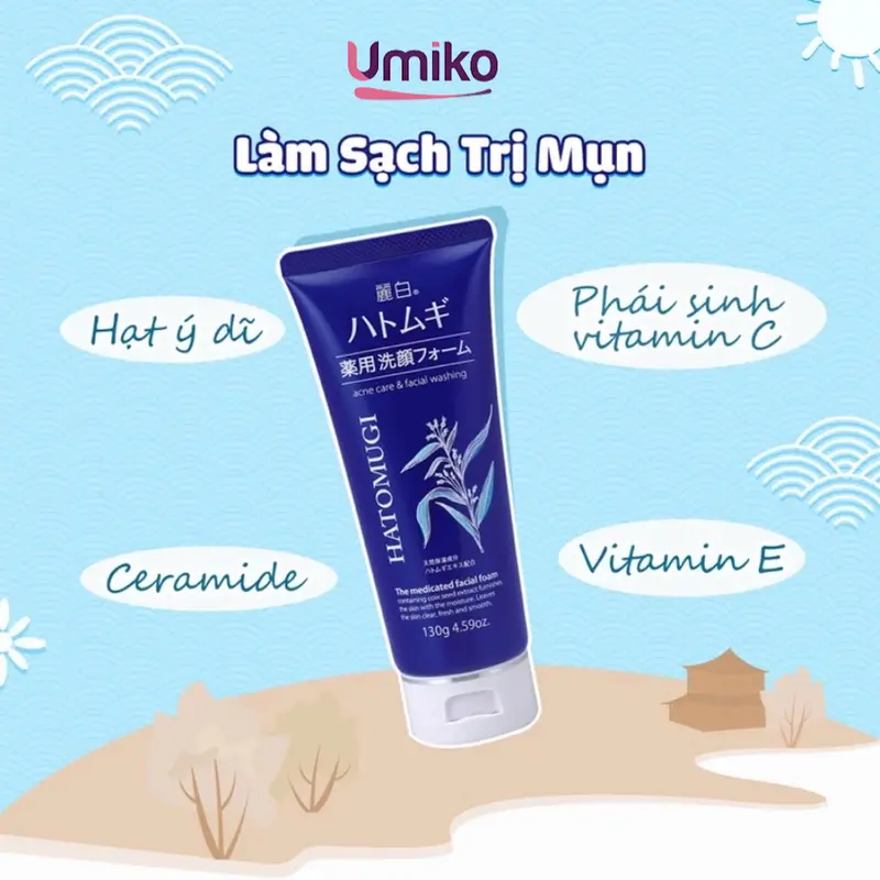 Sữa Rửa Mặt Hatomugi Chiết Xuất Ý Dĩ Nhật Bản Skincare tất cả các loại da kiểm soát dầu sữa _ sữa rửa mặt  nhật 2
