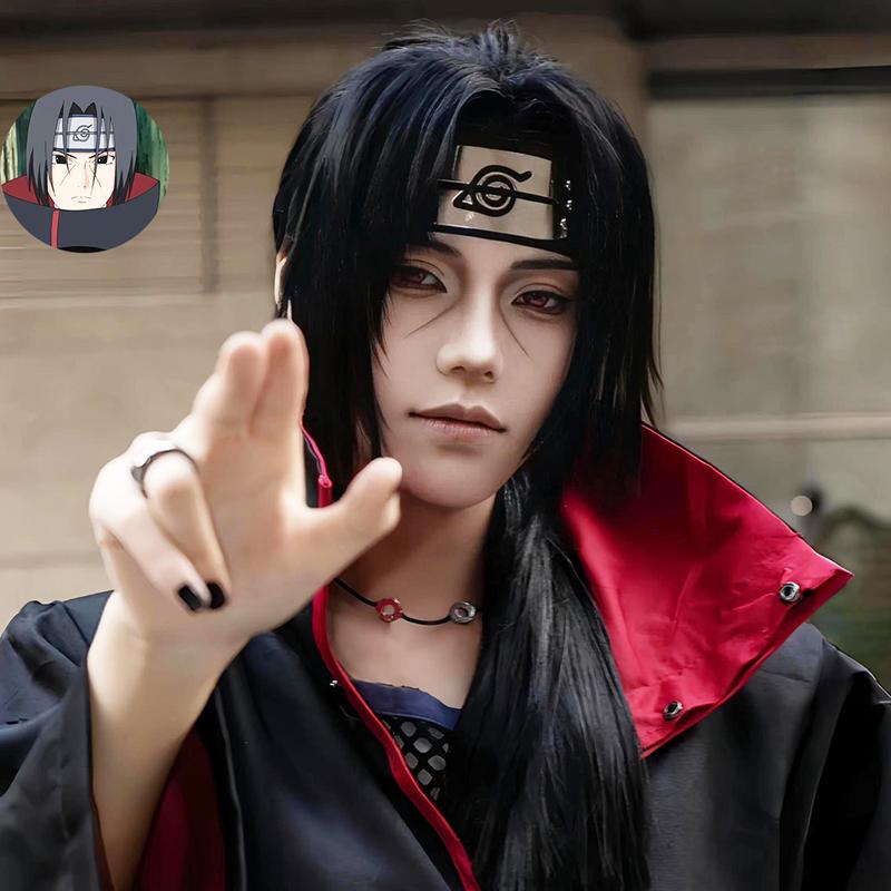 Tóc Giả, Itachi Uchiha, Tóc Thẳng Dài, Cosplay Naruto, Phong Cách Anime, Mũ Đội Đầu Đầy Đủ, Tấm Gương Thứ Hai, Tấm Che Mặt, Chủ Đề Naruto, Thích Hợp Cho Cosplay, Anime, Tóc Cosplay Cosplay Anime Naruto 1