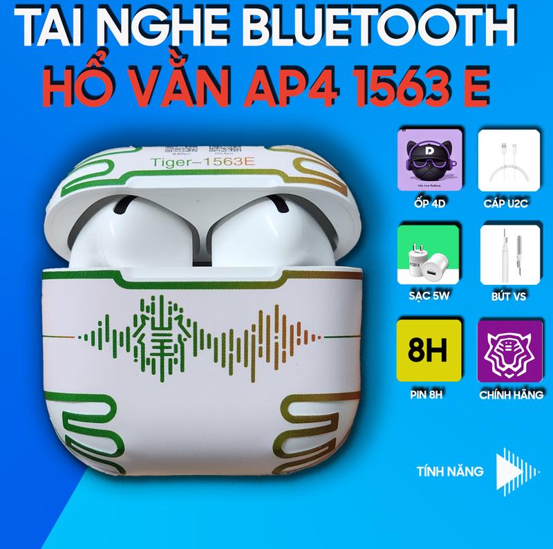 Tai nghe Hổ Vằn  AP4 1563E ,Bản Cao Cấp,Ultra Bass, Chống Ồn Chủ Động, Cảm Biến Hồng Ngoại, Cảm Ứng Lực, Âm Thanh Không Gian,Micro Khử Ồn ENC, Earphone, Nghe Nhạc Nhét Tai Kem