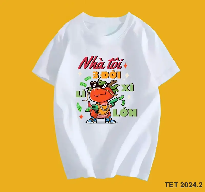 Áo thun in hình tết 2024, áo gia đình, nhóm tết 2024 Top Cotton Nữ Women 4