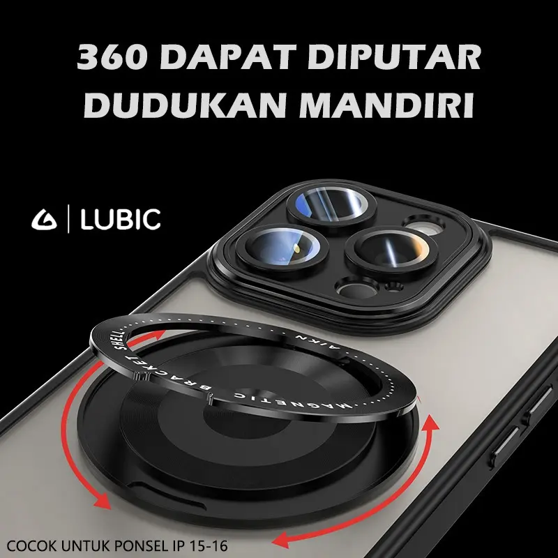 360 ROTATION RING MAGNETIC BRACKET CASE For IPHONE15 16 PRO MAX LENS GUARD PROTECTOR FULL COVER 2