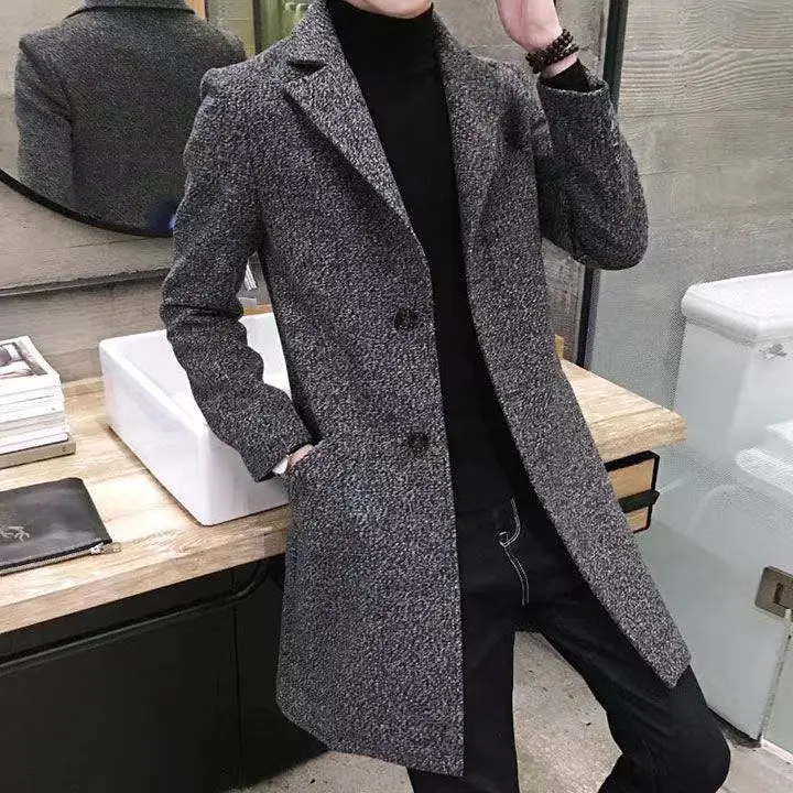Áo Choàng Dài Trung Bình Cho Nam, Áo Khoác Len Dày, Cho Học Sinh, Mới