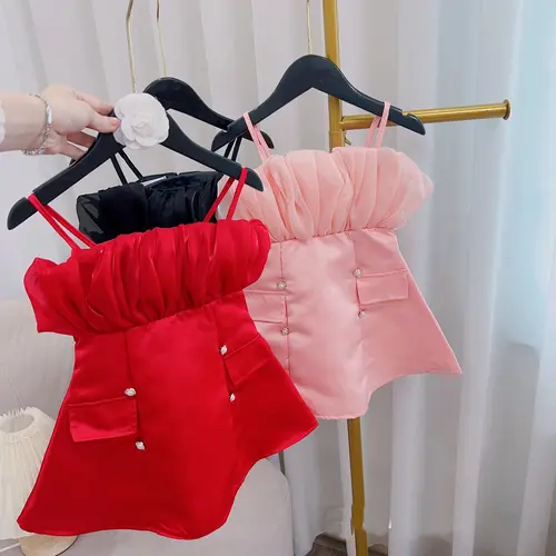 Váy bé gái 2 dây tafta phối tơ 7kg đến 28kg