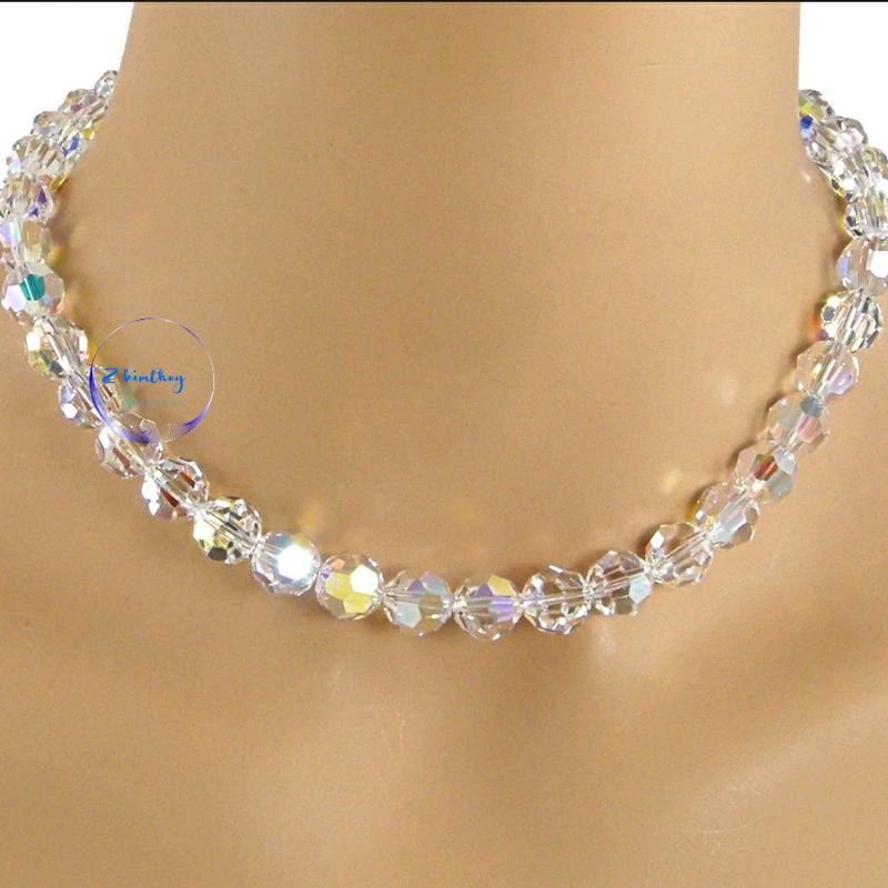 Vòng cổ pha lê Áo cao cấp hạt tròn giác lớn có 3 size hạt 6ly, 8ly, 10ly sáng đẹp sang choker 1