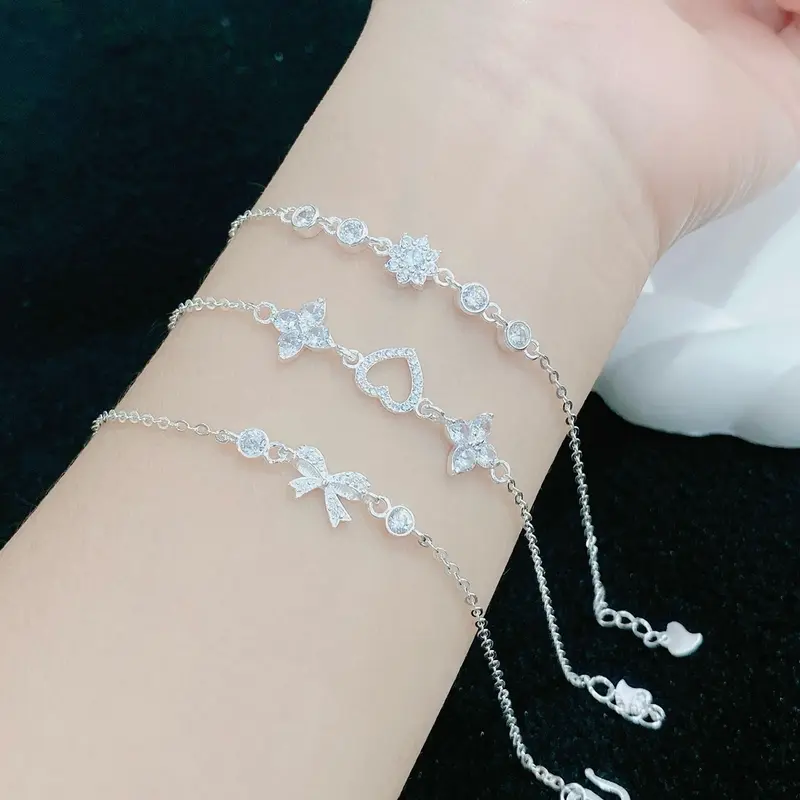 Lắc tay kiểu bạc ta họa tiết xinh xắn dáng nhỏ xinh LTJ459 Hoa Len 6