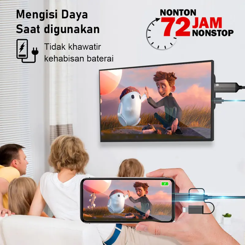 Kabel HDMI ke Type C USB/Micro/Lightning Converter 3in1 2 Meter Bisa Semua HP PX MHA-130 3