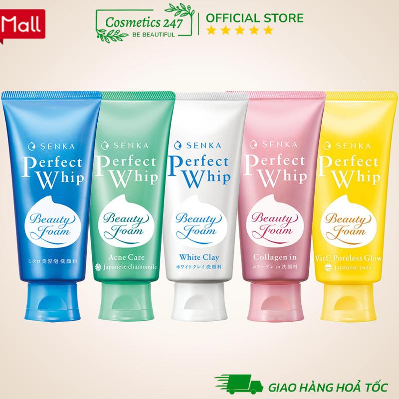 Sữa Rửa Mặt Senka Perfect Whip Tạo Bọt Chiết Xuất Tơ Tằm Trắng 120g – Dưỡng Ẩm Tự Nhiên, Da Sáng Mịn, Mềm Mượt Cho Da