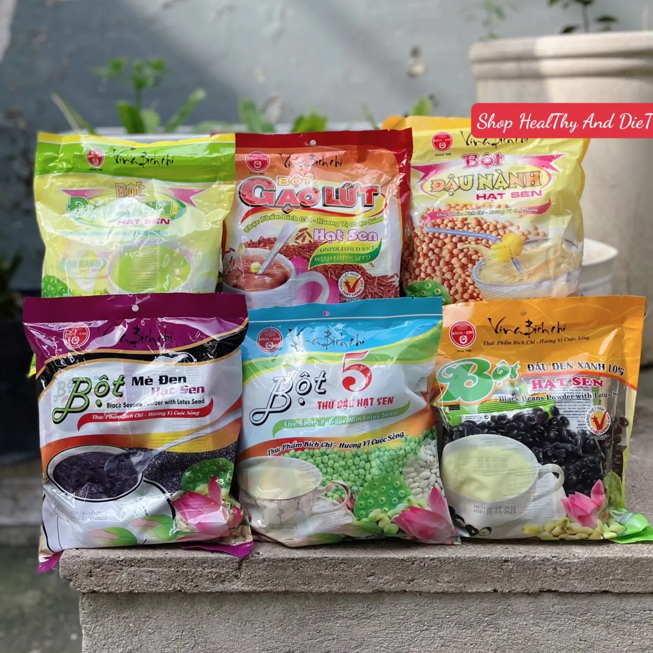 Bột Bích Chi Hạt Sen Có Đường Các Loại 350gr (10Gói x 35gr)