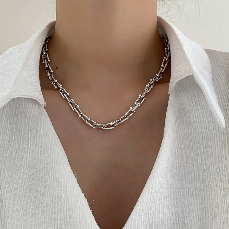Vòng Cổ Dây Chuyền Kim Loại, Mặt Dây Chuyền Hình Chữ U, Dành Cho nam Và Nữ, Trang Sức safetypin accessory vòngcổ nam safetypins chínhhãng 1