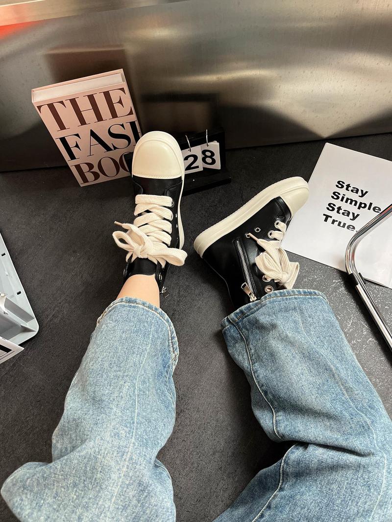Product Introduction of Fashionable Colorblock High Top Lace Up Sneakers, Casual Comfortable Round Toe Shoes for Daily Wear, Female All-match Shoes for Daily Wear 5
