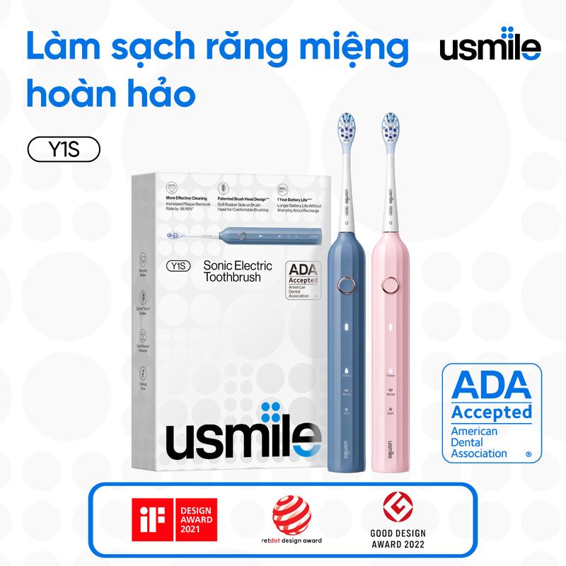 Bàn chải điện sóng siêu âm usmile Y1S (bản nâng cấp) - Bảo hành 12 tháng