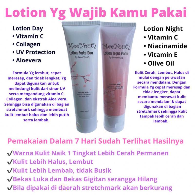 DAPAT 4 BOTOL - LOTION FORTE MEEYOUQ DAY & NIGHT - LOTION PEMUTIH perawatan tangan vitamin  mencerahkan  memutihkan  kering  hand 6