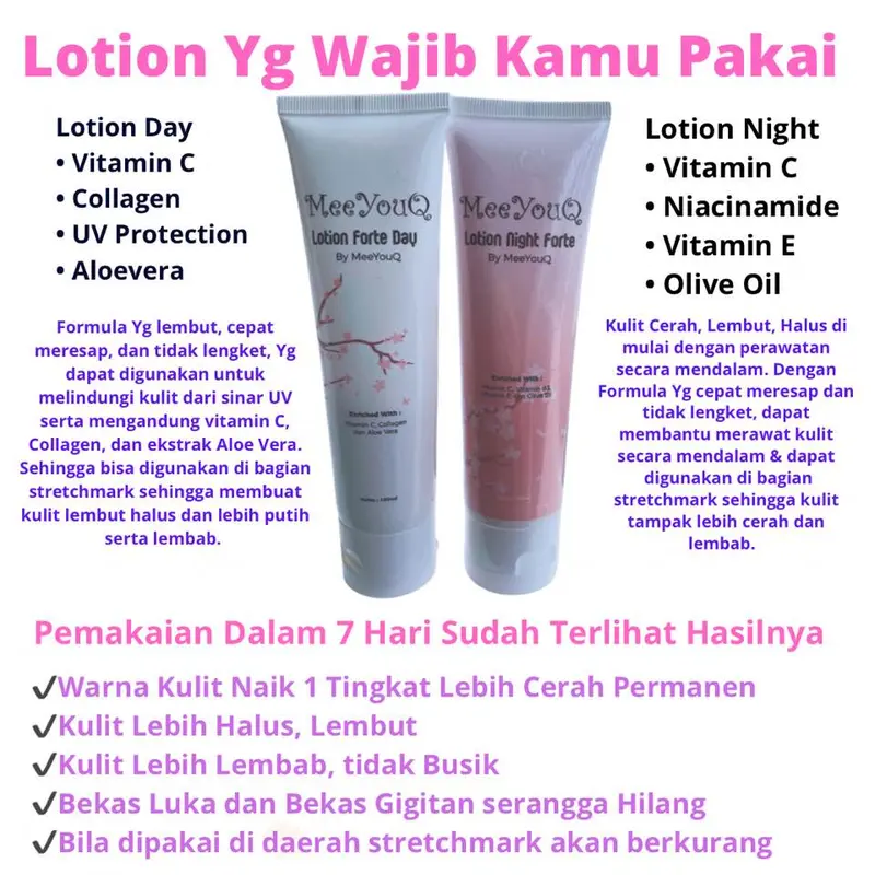 DAPAT 4 BOTOL - LOTION FORTE MEEYOUQ DAY & NIGHT - LOTION PEMUTIH perawatan tangan vitamin  mencerahkan  memutihkan  kering  hand 6