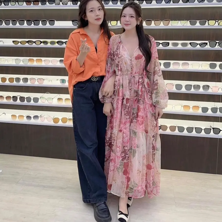 Sét tơ pha ren màu nâu siêu xinh 2024 HTT