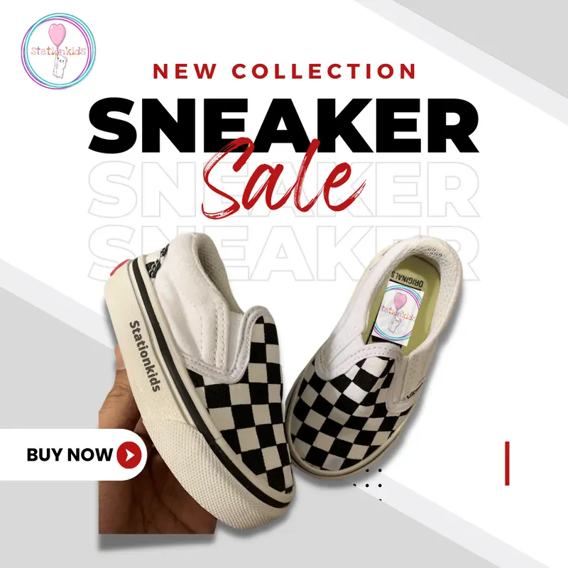 STKIDS Sepatu Anak Laki-laki Perempuan Slip on Checkerboard VNS Black White 0