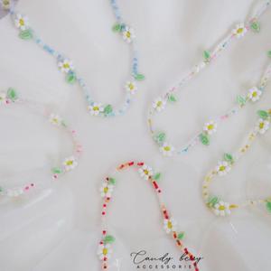 CandyBerry สร้อยคอลูกปัด-โชคเกอร์ดอกไม้ถัก ลูกปัดญี่ปุ่นพรีเมี่ยมเงาสวย No.CN-019