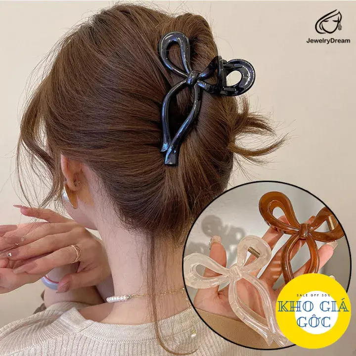 Cặp Tóc Hình Nơ Chất Liệu Nhựa Siêu Bền, Không Gãy Duyên Dáng Phong Cách Hàn Quốc Xinh Xắn Dành Cho Nữ 0
