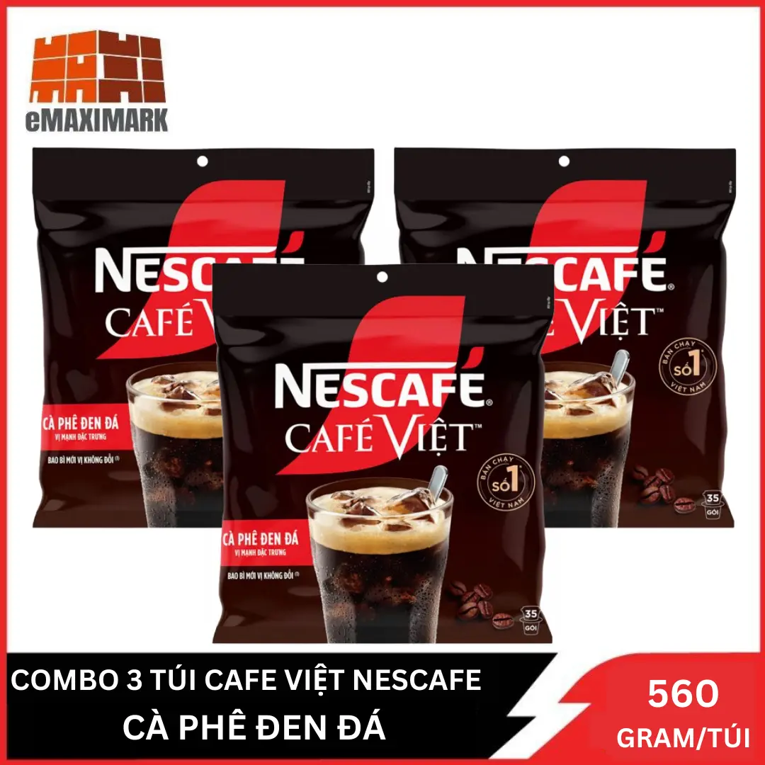 Combo 3 Cà phê Việt Nescafe Cà Phê Đen Đá (35 gói) 560gx3 Coffee Socola