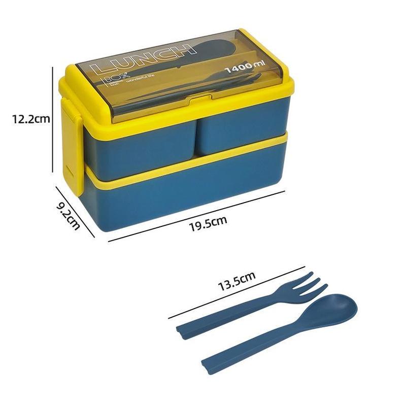 [Pisuz Way] Kitchen 1400ml Microwave Lunch Box Separate Dinnerware Food Storage Container Children Kids School Office Portable Bento Box Tableware 7