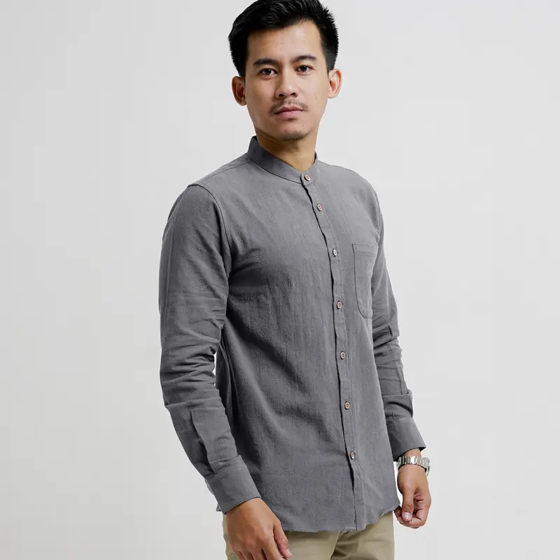 Kemeja Linen Panjang Pria Kerah Sanghai Koko by Bravo Project 3