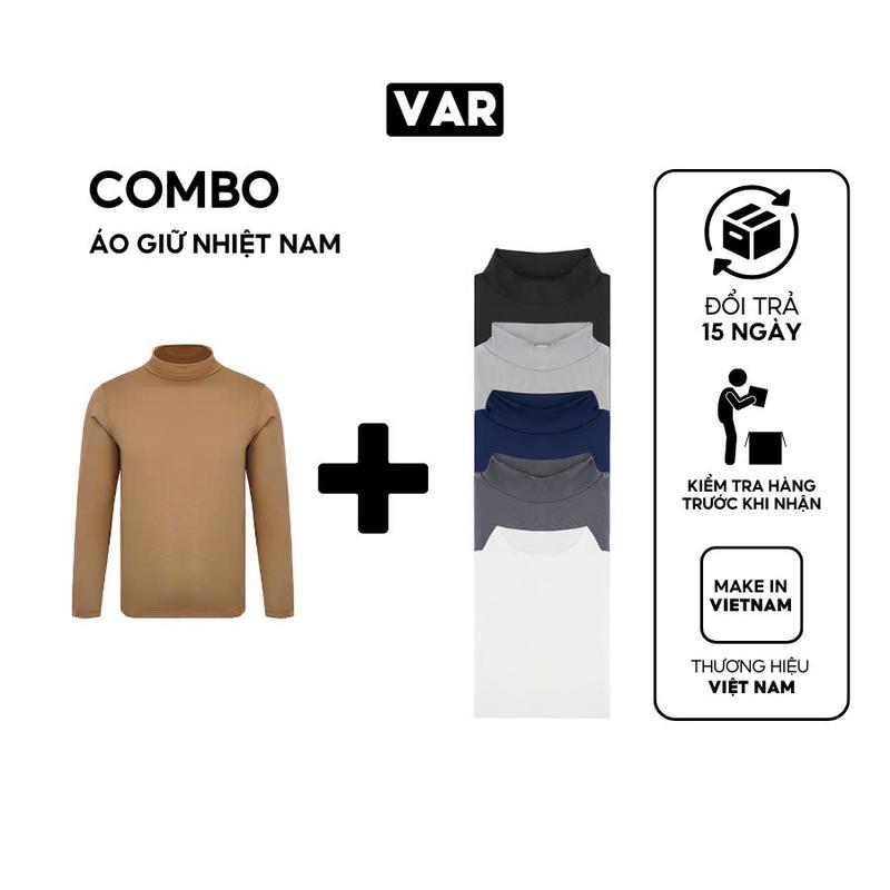 Combo áo giữ nhiệt nam cổ cao có lớp lót nỉ giữ ấm form dáng vừa